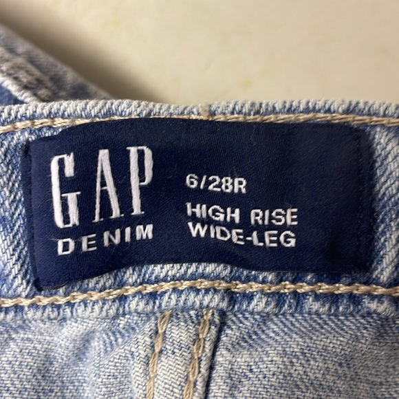 Gap denim women’s high rise wide leg jeans size 6/28 regular 100% cotton - Picture 7 of 10